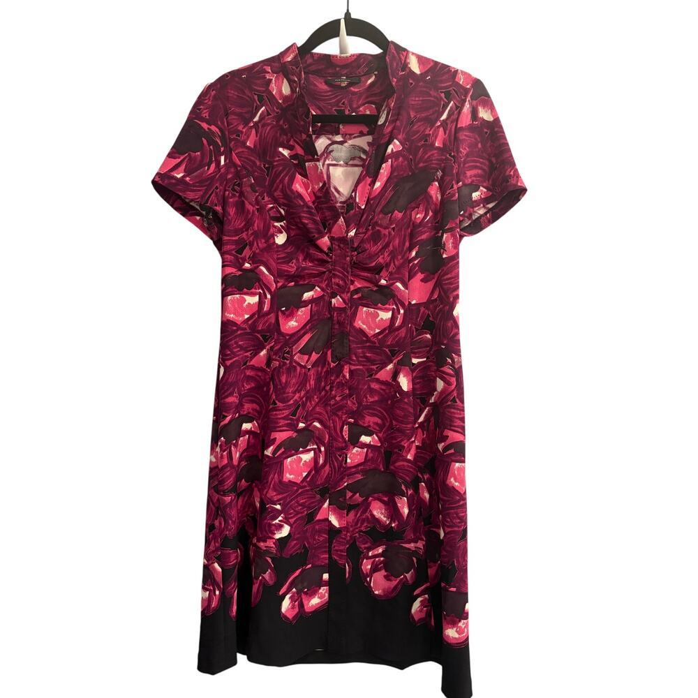 Elie Tahari Burgundy Floral Midi Dress